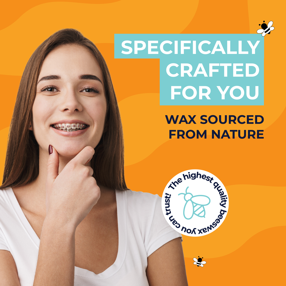 Natural Braces Wax made from Beeswax Precut strips 6 pack FreshKnight