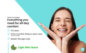 Premium MINT Braces Wax- 10 pack with FREE storage case.