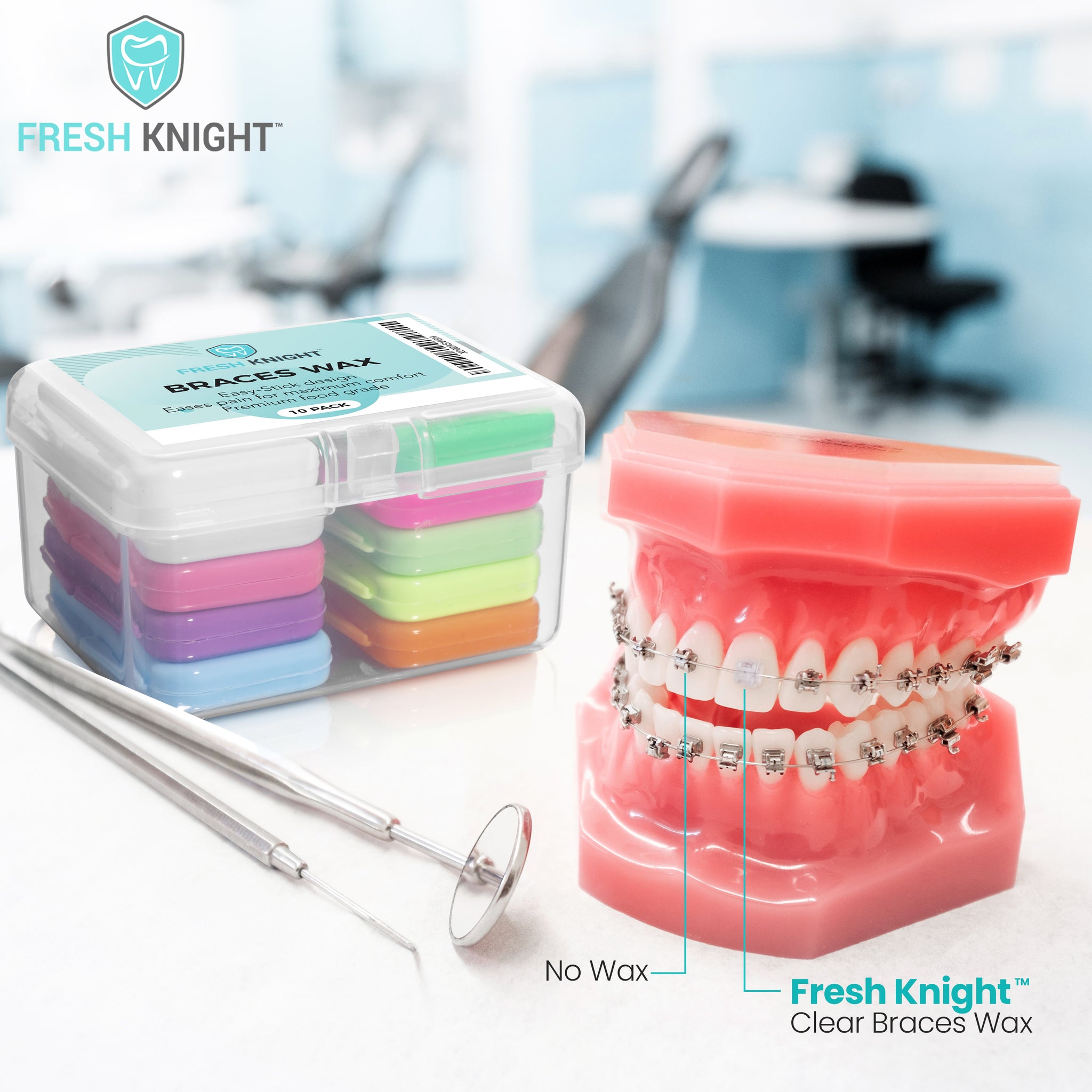 Premium Braces Wax 10 pack with FREE storage case. FreshKnight