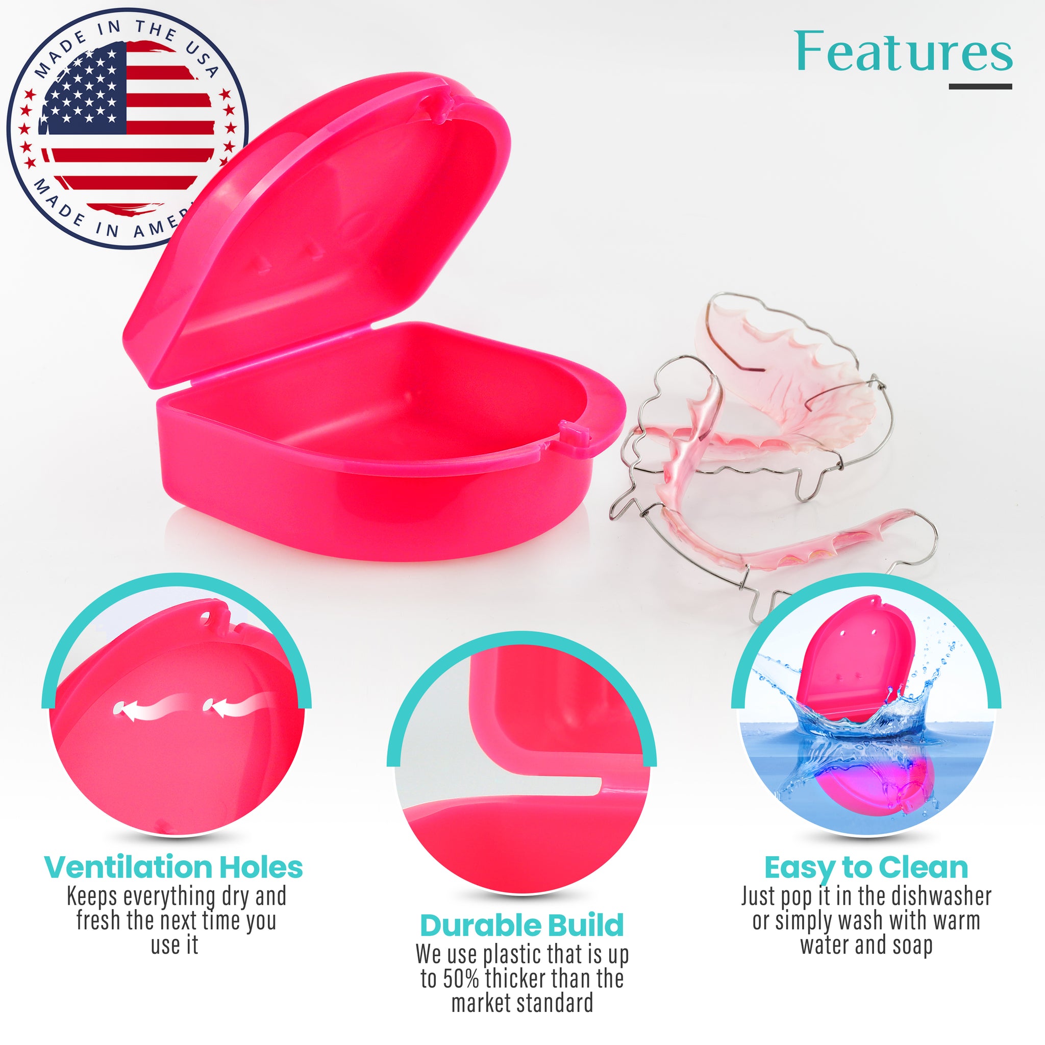 Retainer Case (2 Pack). Retainer Case with Vent Holes. Perfect Denture  case, Mouth Guard Case, Aligner Case, Mouth Guard Case, Retainer Cases (Sky