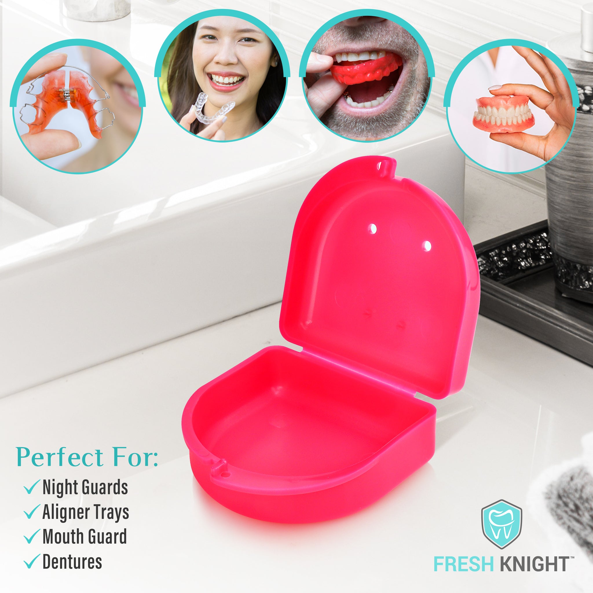 Retainer Case (2 Pack). Retainer Case with Vent Holes. Perfect Denture  case, Mouth Guard Case, Aligner Case, Mouth Guard Case, Retainer Cases (Sky